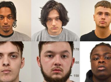 The six men convicted of the Wagner-ordered arson attack on a London warehouse storing Ukraine aid. Top row (L-R): Jakeem Rose, Ugnius Asmena, Ashton Evans. Bottom row (L-R): Jake Reeves, Dylan Earl, Nii Mensah.