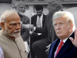 Composite image showing US President Donald Trump and Indian Prime Minister Narendra Modi, symbolizing US–India tensions over Russian oil imports