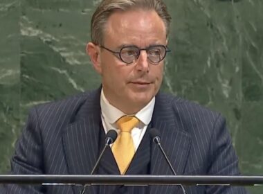 Bart De Wever, Prime Minister of Belgium, addresses the UN General Assembly in New York on 26 September 2025.