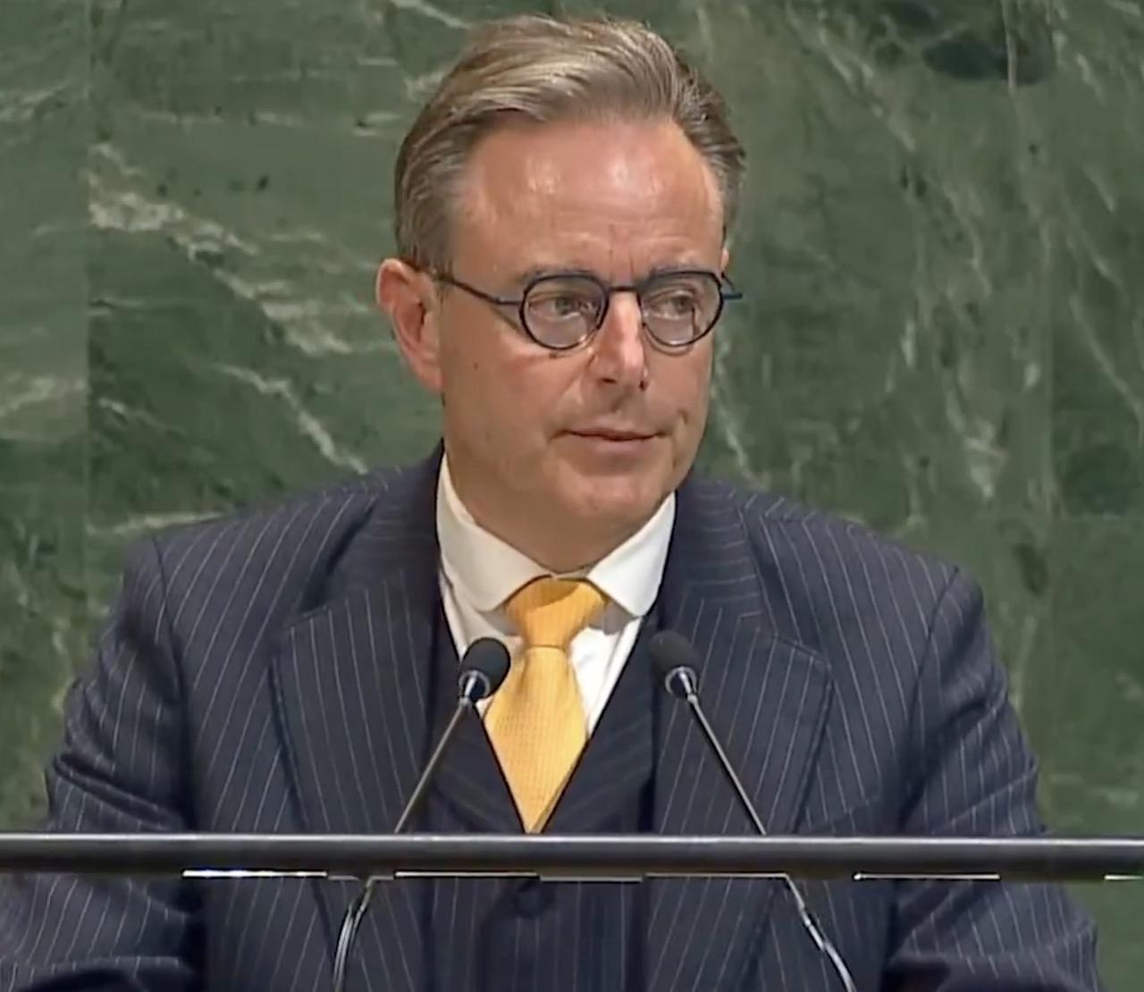 Bart De Wever, Prime Minister of Belgium, addresses the UN General Assembly in New York on 26 September 2025.