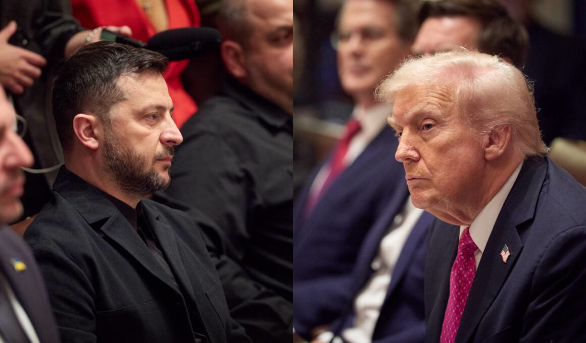 Ukrainian President Volodymyr Zelenskyy and US President Donald Trump during a meeting at the White House on 17 October 2025.