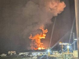 ukraine’s long neptune missile drones hit russian oil terminal air defenses novorossiysk · post large fire captured during ukrainian strike early hours 14 2025 масштабна пожежа у новоросійську в ніч