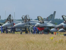 unidentified drones repeatedly breach airspace over belgium's f-35 site storing nukes — suspects found · post belgian allied fighter jets parked along flightline kleine-brogel air base during operational integration exercise