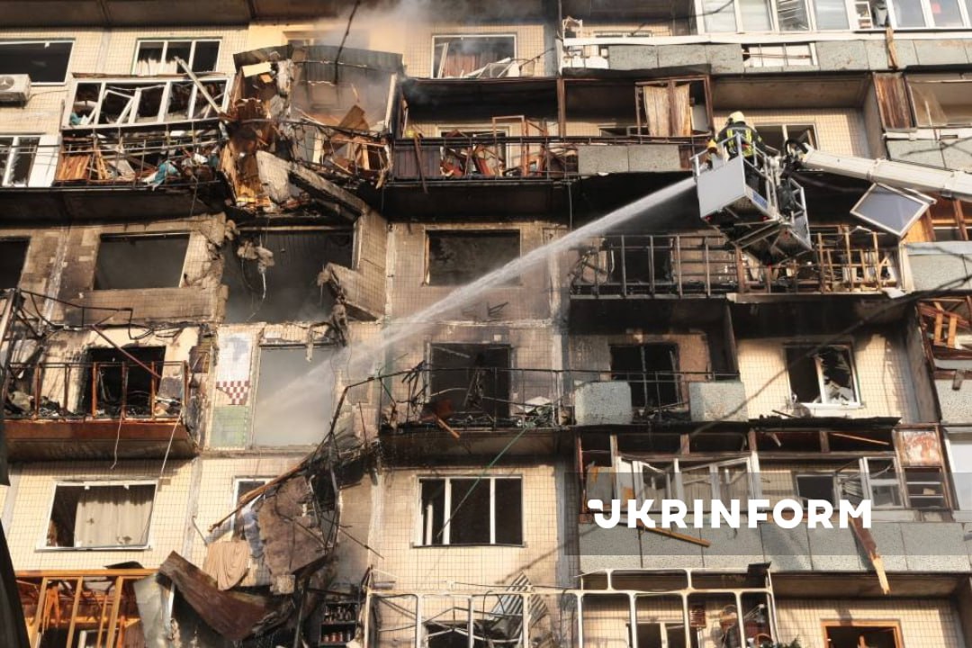 russia launches massive air attack kyiv killing 5 wounding 34 civilians across capital—children pregnant woman among injured · post apartment building damaged during russia's 14 2025 5240323094759541835 launched large-scale overnight