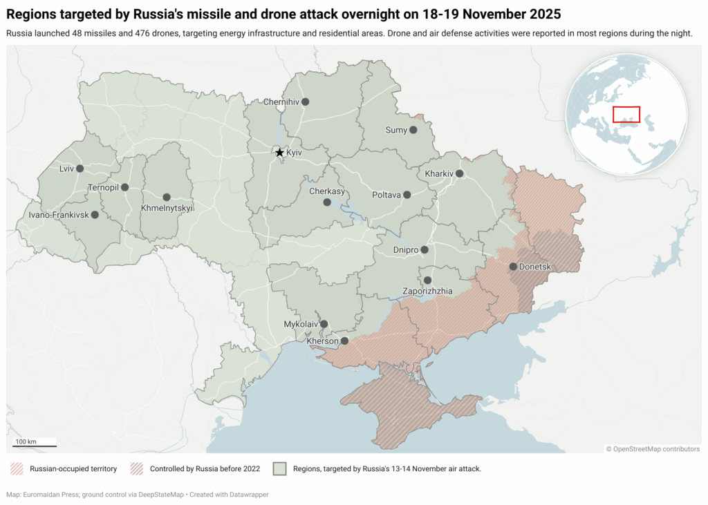 Russia kills 12 civilians in Ternopil, wounds dozens across Ukraine in massive air assault on power grid map