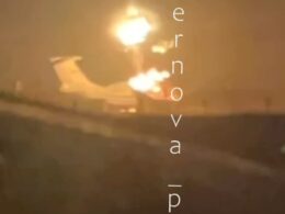 Explosion at the Taganrog-Yuzhny airfield in Russia's ROstov Oblast overnight on 25 November 2025.