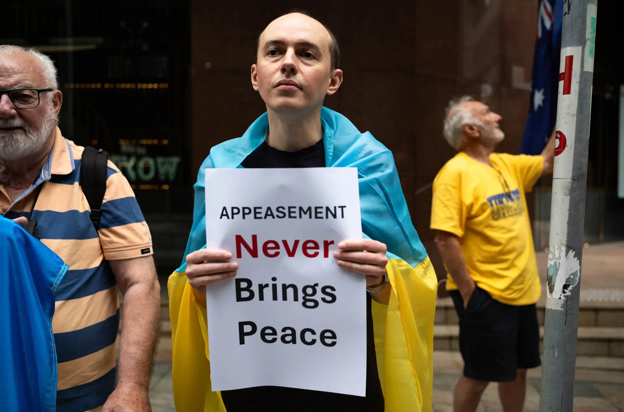 Trump Putin peace plan protests appeasement