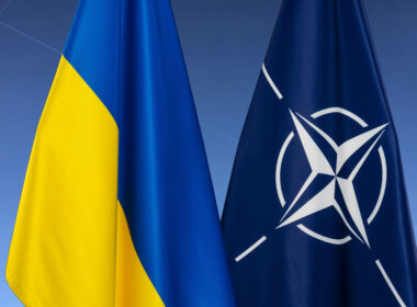 Flags of Ukraine and NATO. Image: NATO