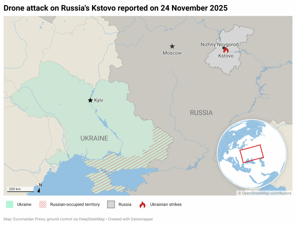 explosions rock russia's kstovo drone strikes target oil industry hub overnight · post dxrqs-drone-attack-on-russia-s-kstovo-reported-on-24-november-2025- series shook russian city drones possibly targeted its key petrochemical infrastructure nizhny novgorod airport temporarily halted