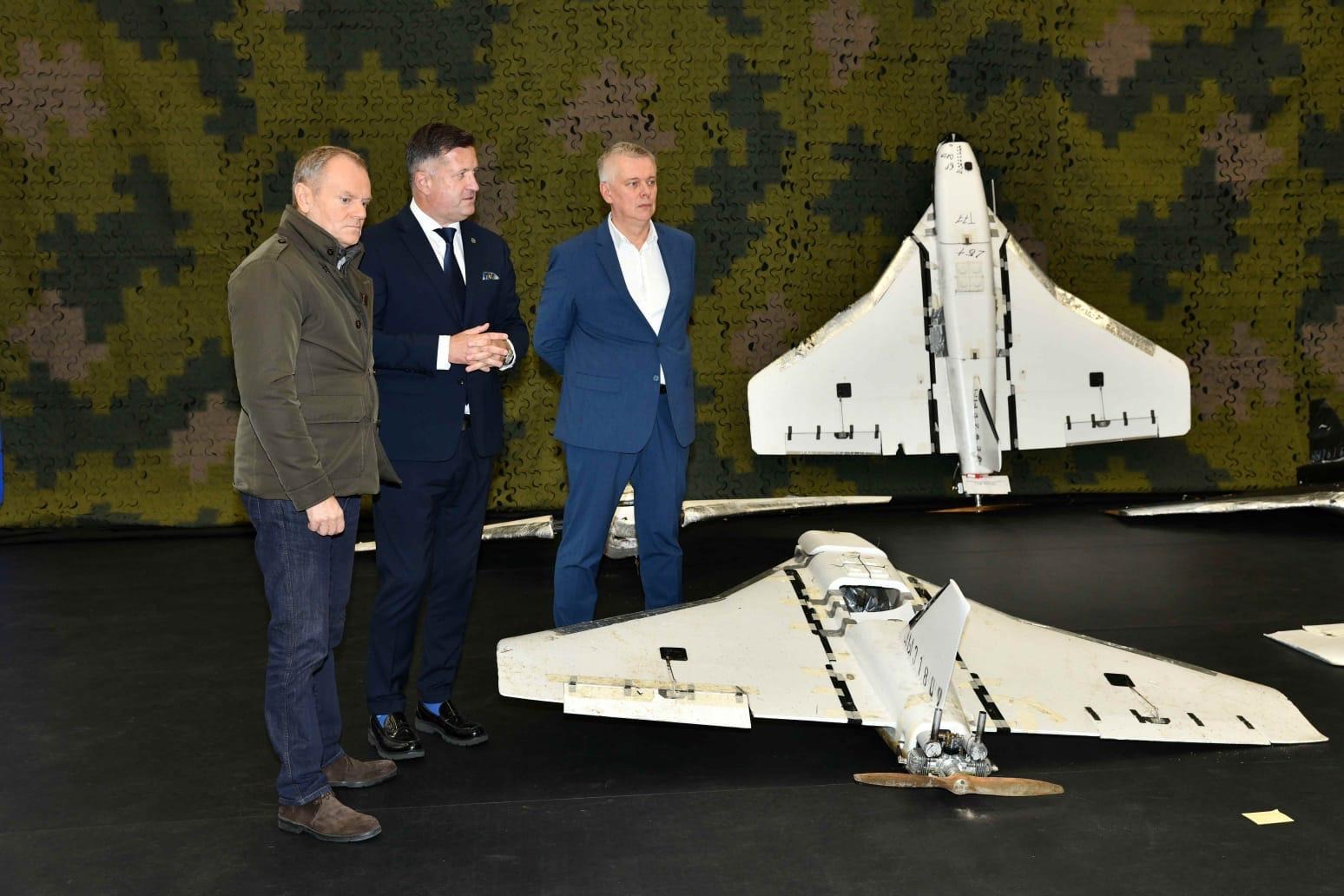 poland still analyzing russian drones fell during airspace breach · post polish officials pose near wreckage gerbera counterintelligence facility 3 2025 continuing its investigation crashed territory 9–10 prime minister donald