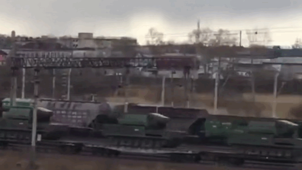 Russian military machinery transported on the Trans-Siberian Railway. Screenshot from video: HUR