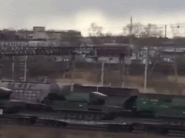 Russian military machinery transported on the Trans-Siberian Railway. Screenshot from video: HUR