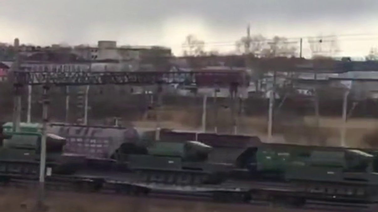 Russian military machinery transported on the Trans-Siberian Railway. Screenshot from video: HUR