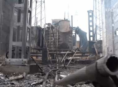 Ukrainian energy infrastructure damaged after a Russian attack. Screenshot from video: Ukrainian Ministry of Energy