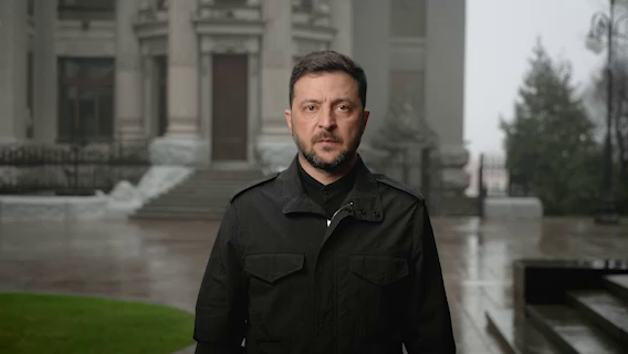 Ukrainian President Volodymyr Zelenskyy during his video address on 21 November 2025. Screenshot from video: Zelenskyy / Official