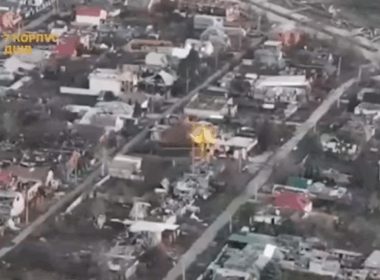 Explosion in Pokrovsk following a Ukrainian drone strike on Russian positions. Screenshot from video: 7th Rapid Response Corps of Ukraine’s Air Assault Forces