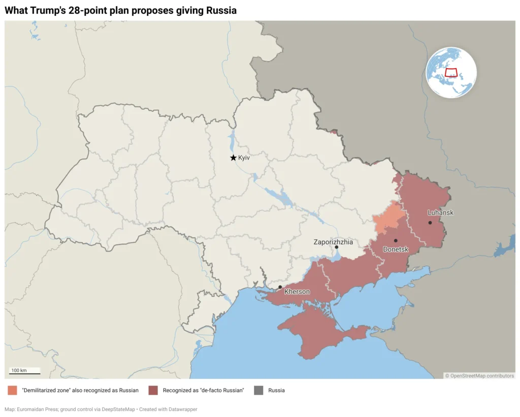 Map Russian claims Trump 28-point plan