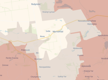 Frontline in Myrnohrad, Donetsk Oblast, 25 November 2025. Map: DeepState