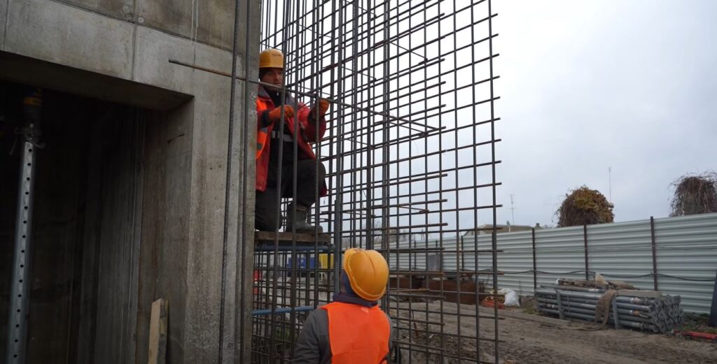 kharkiv digs over 40 underground schools being built russia keeps bombing · post workers reinforce concrete structure construction site school oksen lisovyi video surrounding oblast crews working shifts often without