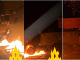 partisans say set fire russian comms truck during attack inside rostov airbase · post fuel burning beneath kamaz-based communication vehicle reported sabotage rostov-on-don russi an-r-417-comm-station-mounted-on-kamaz-truck-on-fire-in-rostov-oblast ukraine news ukrainian reports