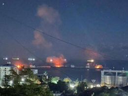 flames light up tuapse bay ukrainian drones target russia’s black sea oil terminal again · post fires burning three separate locations within krasnodar krai russia during drone strike 2 2025