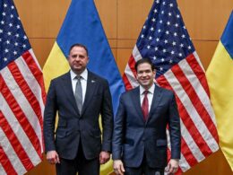 Andriy Yermak, head of Ukraine’s presidential office, and US Secretary of State Marco Rubio during US–Ukraine talks in Geneva on the emerging 19-point peace framework