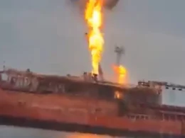 Fire on a ship near Izmail