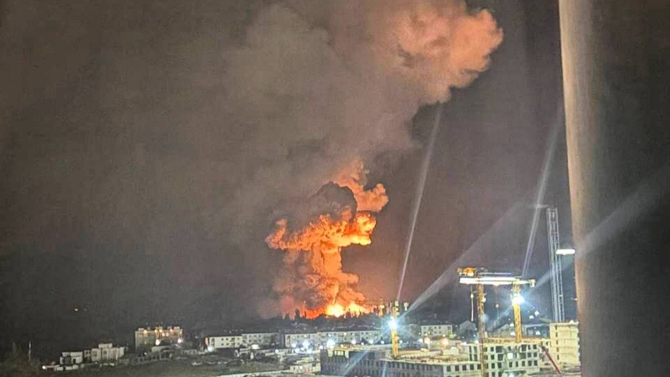 ukraine’s long neptune missile drones hit russian oil terminal air defenses novorossiysk · post large fire captured during ukrainian strike early hours 14 2025 масштабна пожежа у новоросійську в ніч