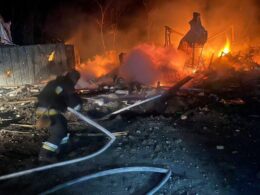 russia keeps targeting power grid ukraine-controlled part donetsk oblast fully blacked out outages three more oblasts · post firefighter extinguishes burning residential building samarskyi district dnipropetrovsk after russian attack 1