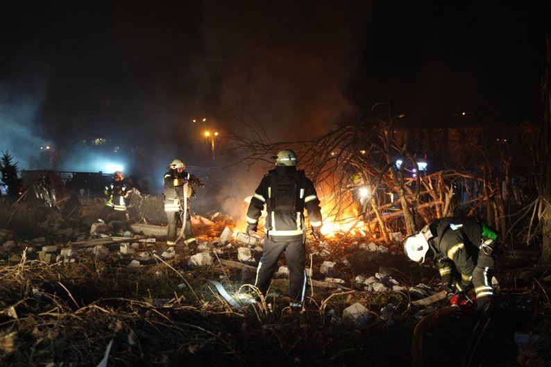 screamed — silence russians kill woman during phone call 7 civilians die strikes · post rescuers extinguish fire amid rubble after shahed drone strike shevchenkivskyi district kharkiv 23 2025 рятувальники