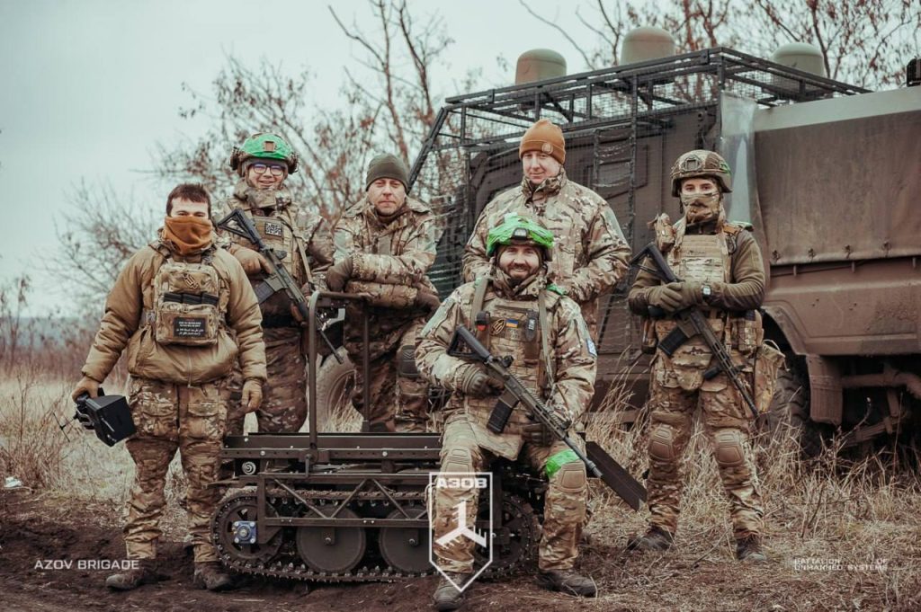 ukraine’s war logistics go robotic battle zones · post ground drone operators front dzura armored vehicle 2025 оператори нрк на тлі бронемашини джура рік фото 12 бригада нгу азов several