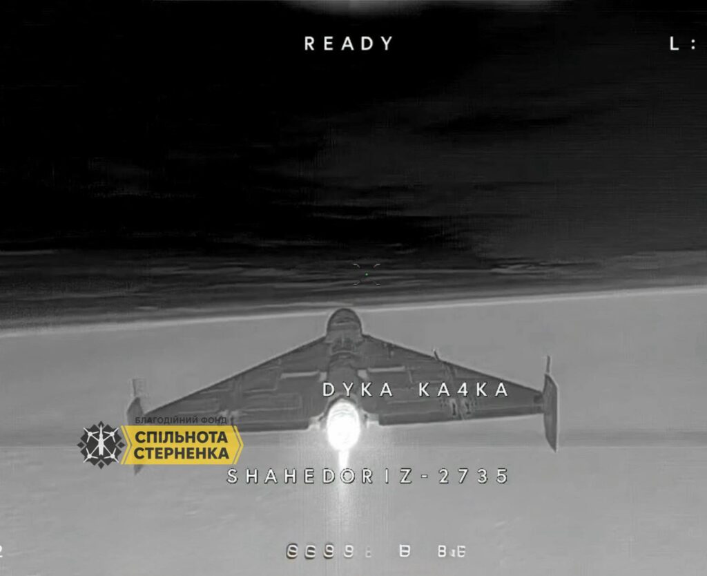 ukraine's private air defense groups downed first jet shahed — russia's drone flies 300+ km/h · post ukrainian interceptor targets russian jet-propelled geran-3 one-way attack during aerial engagement late 2025