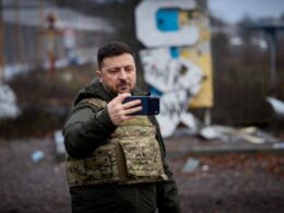 Ukrainian President Volodymyr Zelenskyy delivering a national address in Kupiansk, Kharkiv Oblast, 12 December 2025. Photo: Ukrainian President's Office