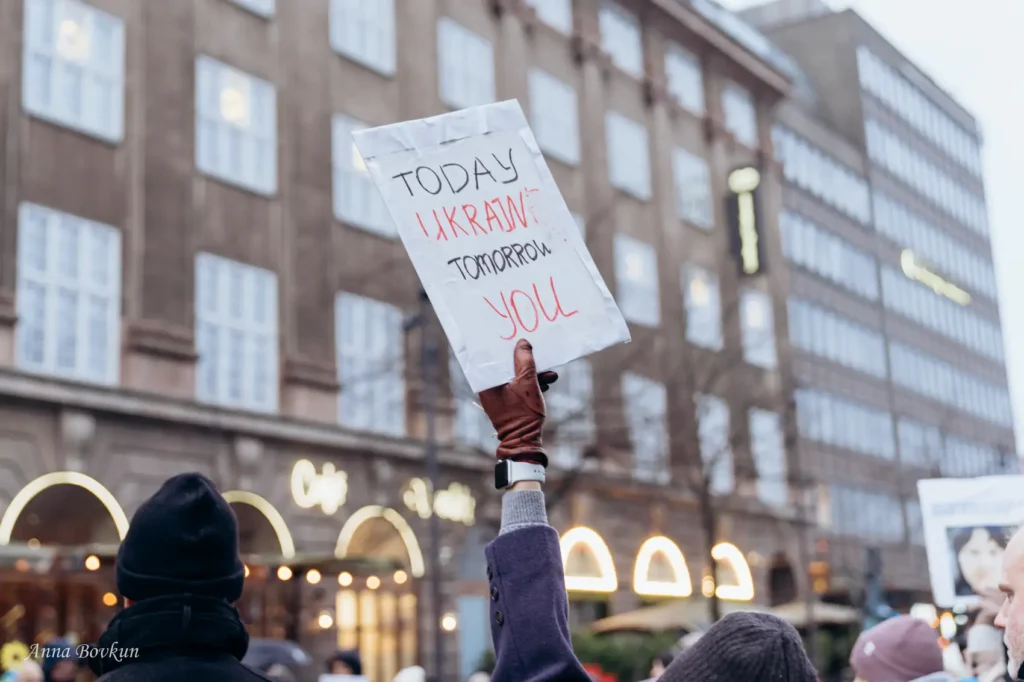Today Ukraine tomorrow you support Ukraine rally sign protest human safari help