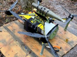 FPV drone by Ptashka Drones equipped with a 50 km fiber optic reel. Photo from the company’s official Telegram channel.