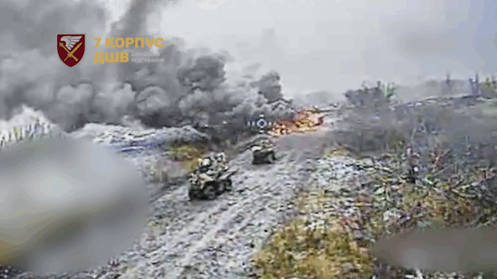 ukrainian forces crush russian mechanized assault near pokrovsk under cover bad weather (video) · post reconnaissance footage shows burning vehicles smoke during failed 10 kolona-mototehniky troops repelled statements published 7th