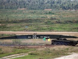 A Russian MTU-72 bridgelayer during a 2016 exercise.