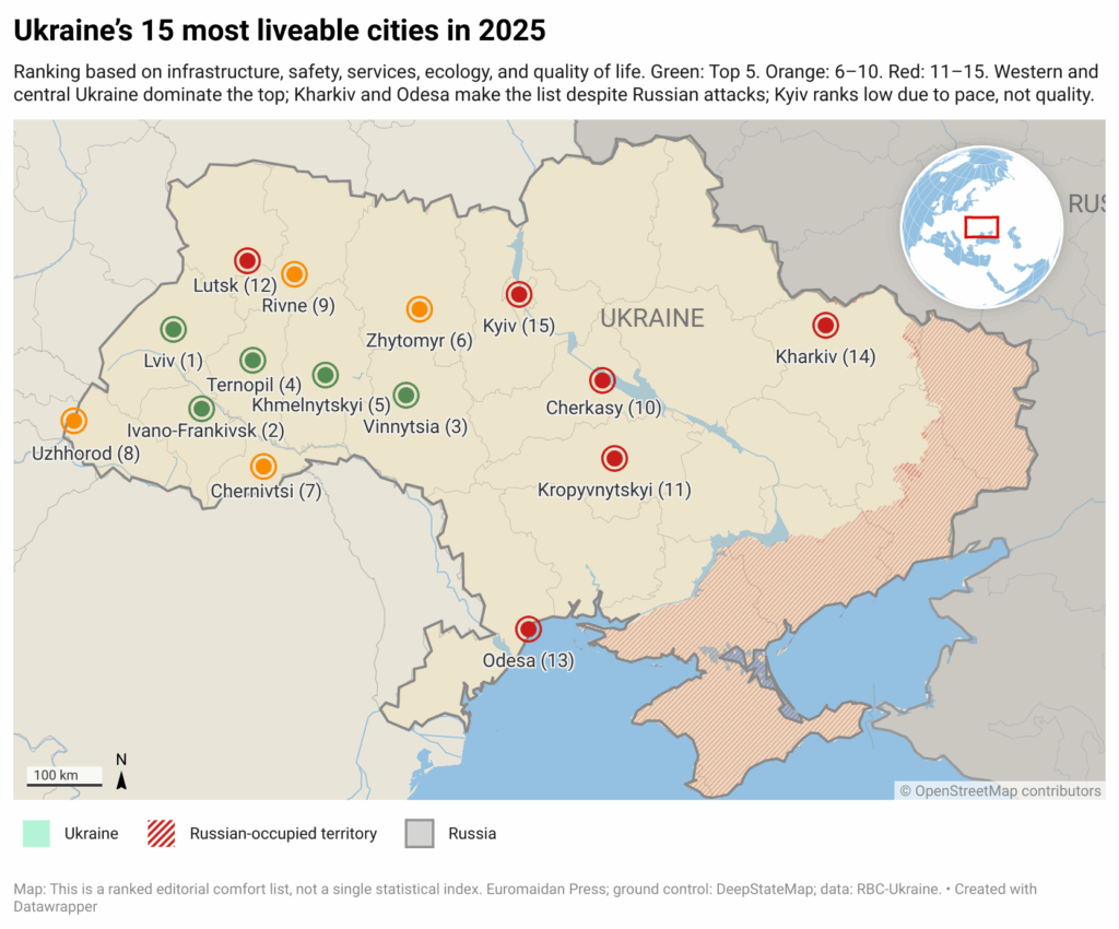 top 15 most liveable cities in ukraine