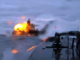 another russian shadow fleet tanker wrecked sea baby drones black · post drone video moment explosion strikes dashan untitlesd-1 ukraine news ukrainian reports