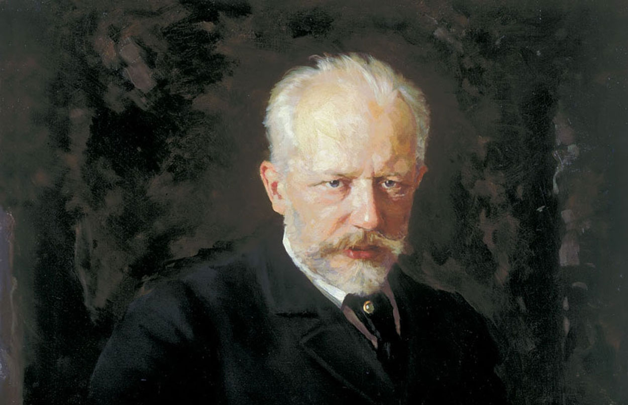 Russian composer Pyotr Tchaikovsky (1840–1893). Fragment of his lifetime portrait by Nikolai Kuznetsov. Illustrative image.