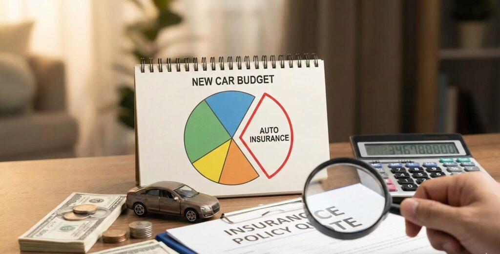The cost of auto insurance as part of the budget for a new car