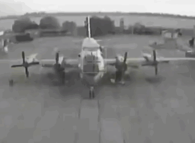 Russian Il-38N maritime patrol aircraft as seen by a Ukrainian drone before a strike. Screenshot from video: SBU