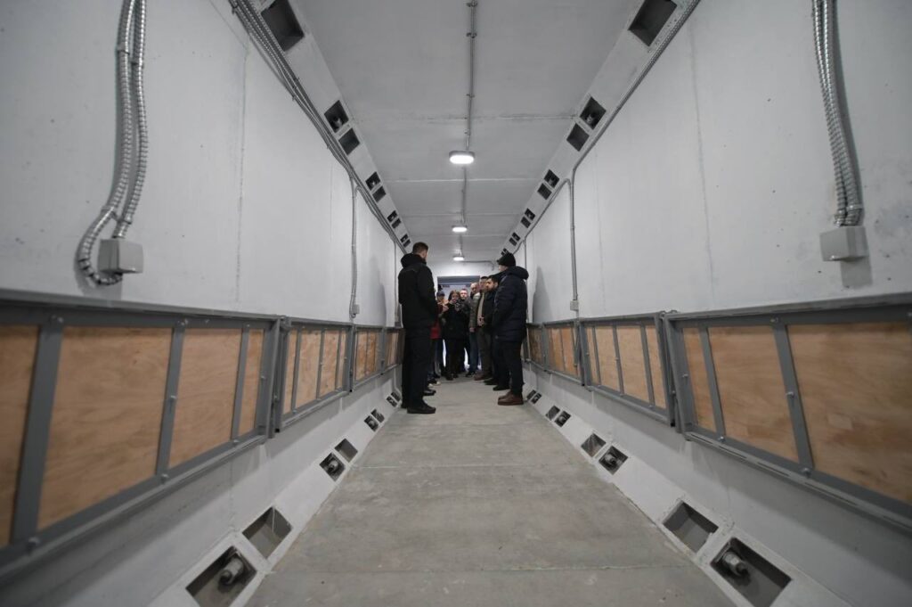 Interior of Kyiv's first mobile bomb shelter, installed December 2025. Photo: Timur Tkachenko