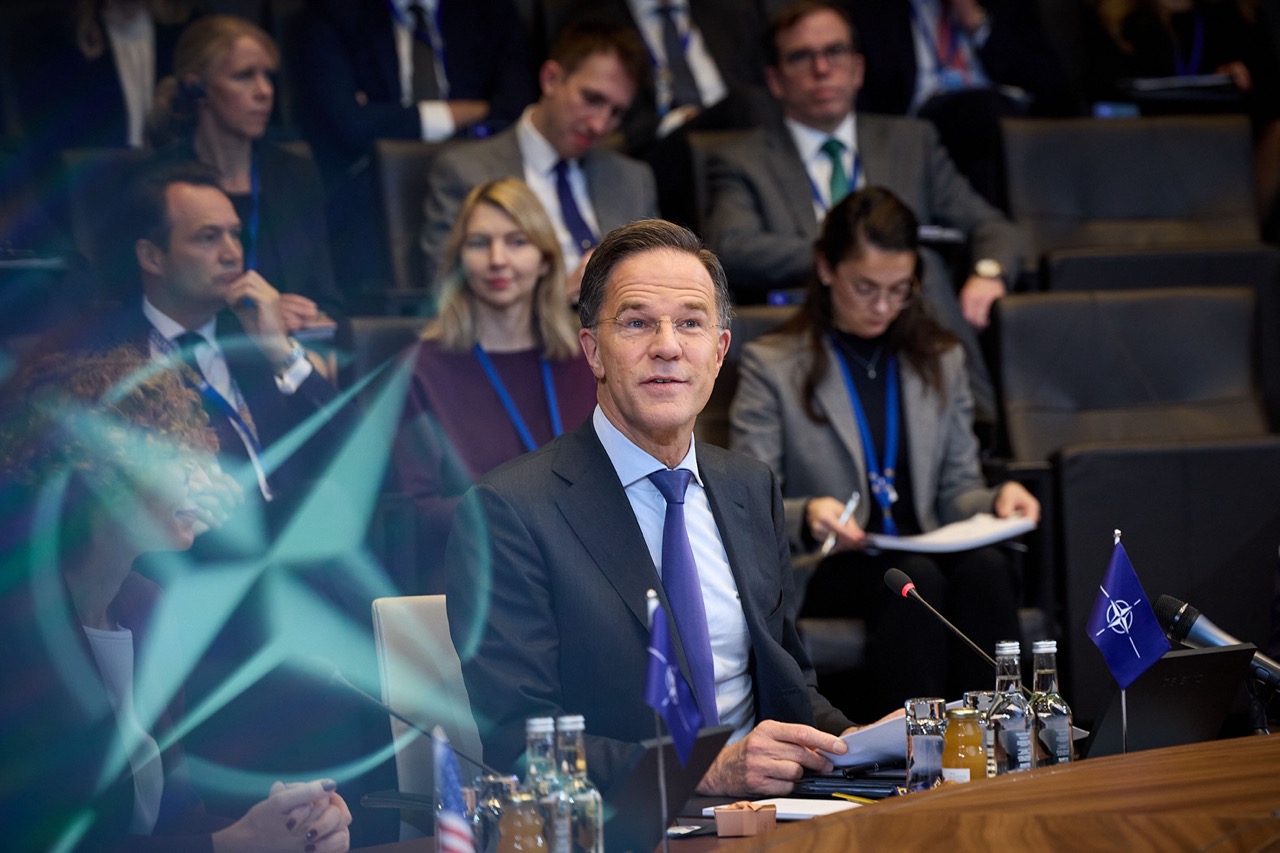 NATO Secretary General Mark Rutte addresses foreign ministers at North Atlantic Council meeting Brussels December 2025