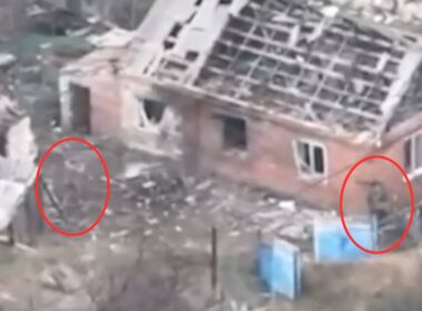 Ukrainian soldier raises their hands in surrender near Sviato-Pokrovske before a Russian soldier opens fire on them. Photo: Ukrainian Prosecutor General's Office