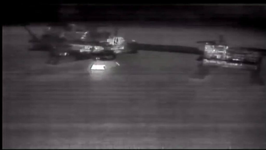 Footage from a Ukrainian SBU drone showing a the targeted Rakushychne platform. Source: SBU / Serhiy Sternenko