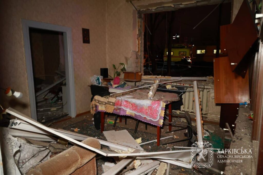 Damage from Russian strikes on Kharkiv, 26 December 2025. Photo: Oleh Syniehubov