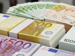 stacks of euro notes