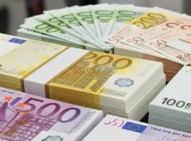 stacks of euro notes