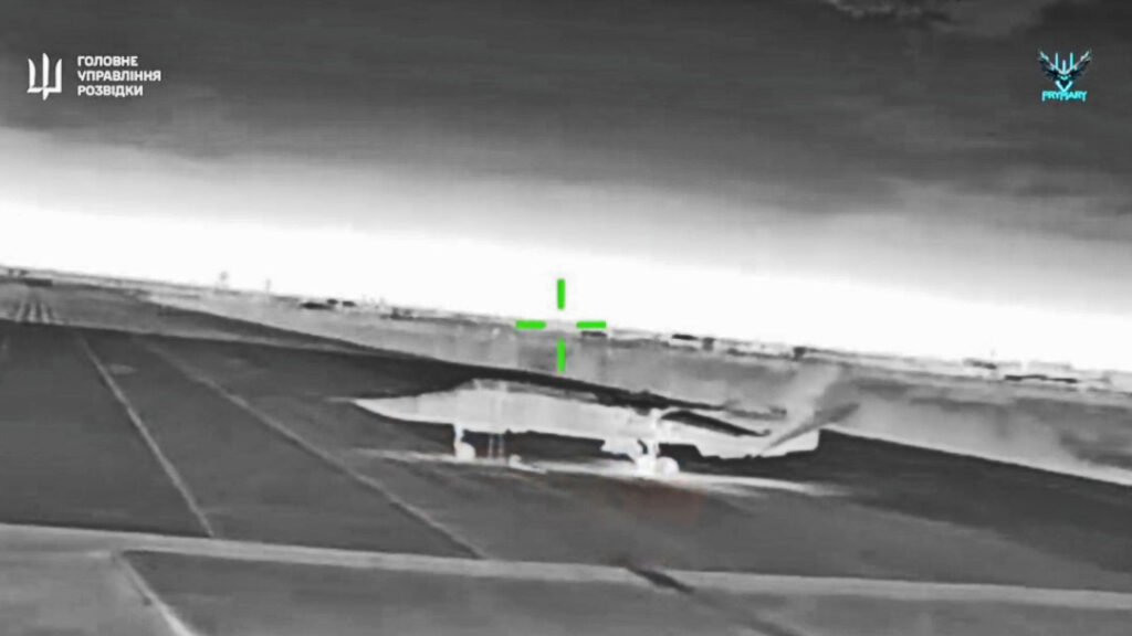 ukrainian drones hit russian su-24 bomber tarmac occupied crimean airfield other strikes targeted radars train (video) · post drone view russia's tactical moments before strike crimea ukraine 5 2025 hur